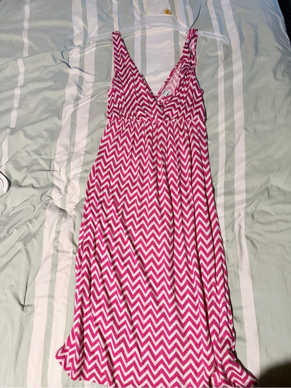 Old Navy Fuchsia and White Chevron Wrap Maxi Dress